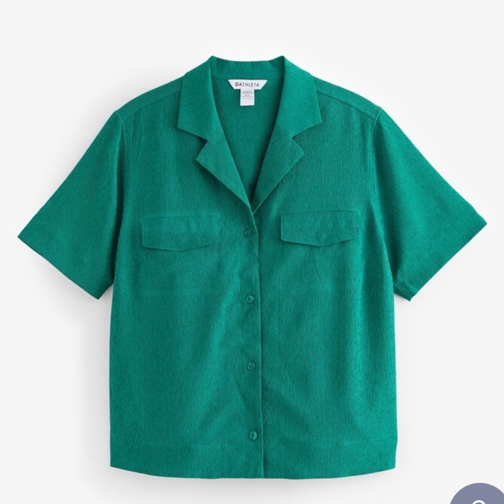 Athleta Echo Teal Button-Up Top NWT